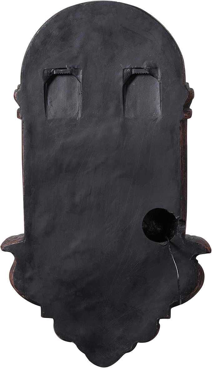 Teamson Home 32.1 in. Wall-Mounted Lion Head Stone LED Outdoor Water Fountain for Gardens, Landscaping, Patios, Balconies, Lawns to Create a Calming Oasis in Outdoor Living Spaces, Antique Bronze