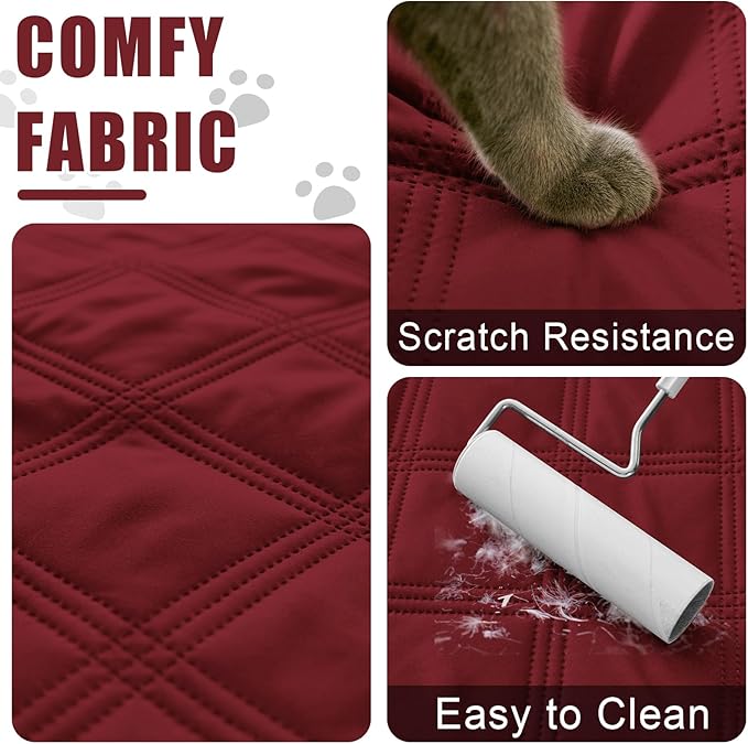 Smiry Waterproof Dog Bed Cover Blanket 40x70, Soft Reversible Pet Blanket, Washable Leakproof Cats Dogs Couch Cover for Sofa, Couch, Furniture, Wine Red/Wine Red