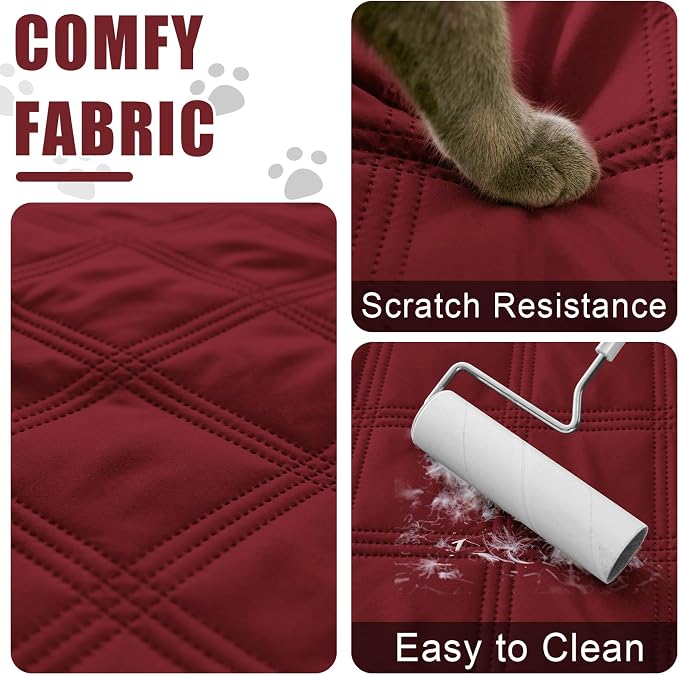 Smiry Waterproof Dog Bed Cover Blanket 30x70, Soft Reversible Pet Blanket, Washable Leakproof Cats Dogs Couch Cover for Sofa, Couch, Furniture, Wine Red/Wine Red