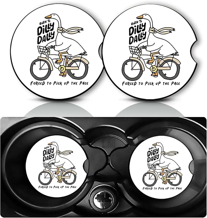 2Pack Funny Goose Car Cup Holder Coaster,Goose Gifts for Women Men,Vehicle Interior Drink Mat Reusable Neoprene Car Coasters for Cup Holders Decor,Charming Gooses Automotive Interior Accessories