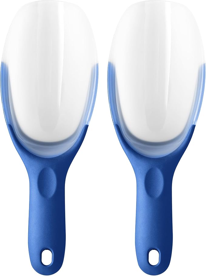 Spring Chef Magnetic Ice Scoopers for Freezer - BPA-Free Plastic Scoop with Soft Grip Handle - Food Scoops for Ice Machine, Popcorn, Pet Food, Flour - Dishwasher Safe Scooper - Set of 2 - Sapphire