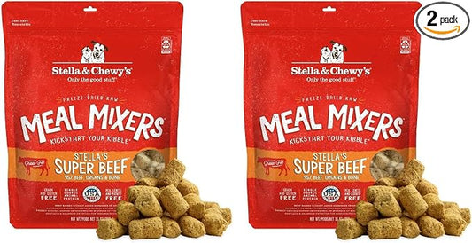 Stella & Chewy's Freeze-Dried Raw Beef Meal Mixers- Dog Food Topper and Mixer - Made with 95% Grass-Fed Beef,Organs & Bone - Perfect for Picky Eaters - Grain-Free - 35 oz,(Pack of 2)