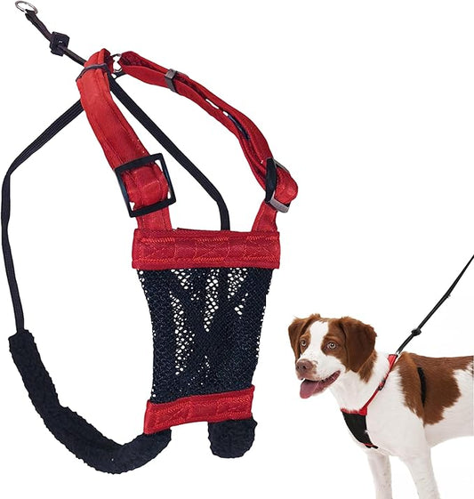Sporn No Pull Dog Harness, Durable Nylon Mesh Harness for Medium Dogs, No Choke Design, Padded Restraint Sleeves, Adjustable Fit, Easy On/Off, Ideal for Medium Breeds, Red