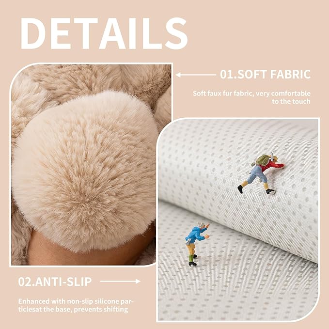 Faux Fur Couch Cover, Soft Warm Plush Sofa Couch Cover, Non Slip Sectional Sofa Slipcovers for L Shaped, Washable Furniture Protector for Kids, Dogs(Khaki, 36"x 83")