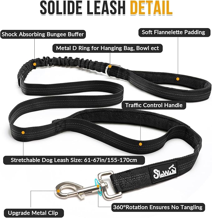 Lukovee No Pull Dog Harness and Leash Set - Adjustable Soft Padded Vest with Front Clip for Easy Control, Reflective Durable Harness for Safe Daily Training Walking for Medium Large Dogs (XL, Black)