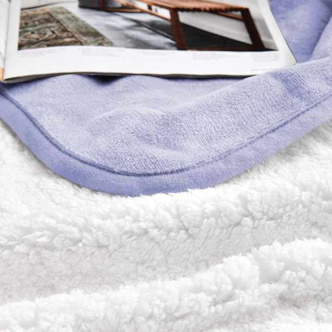Waterproof Blanket for Bed Couch Sofa, Soft Liquid Pee Proof Pet Blanket for Dog Puppy Cat, Reversible Sherpa Fleece Furniture Protector (Lilac, 50x60 inches)