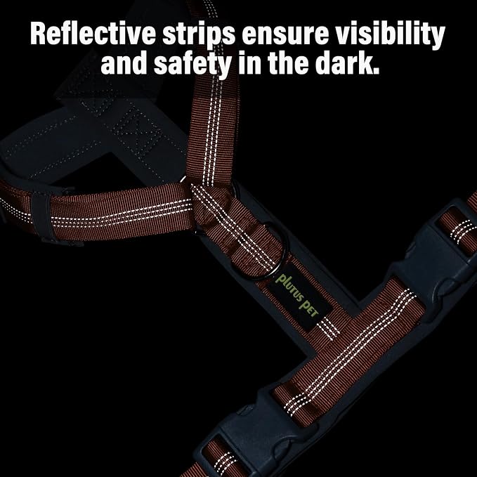 Plutus Pet No Pull Dog Harness, Adjustable Nylon Harness with Soft Padding, Reflective and Heavy Duty Dog Harness for Small, Medium, Large Dogs(Orange, S)