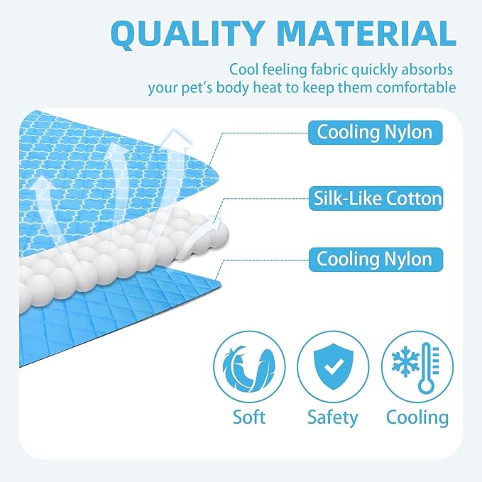 PUPTECK Dog Cooling Mat Pad for Medium Large Dogs, Cooling Blanket for Kennels Crate Floor, Dog Cat Summer Sleeping Bed Outside, Washable & Portable, XX-Large 60"x80"