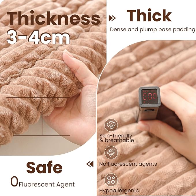 Couch Cover for Dogs Washable, Non Slip Couch Covers for 3 Cushion Sofa Pet Friendly, Fuzzy Pet Couch Cushion Covers for Dog, Thick, Soft for Sofa Protector (Coffee, 27.6" x 70.9"/70 x 180cm)