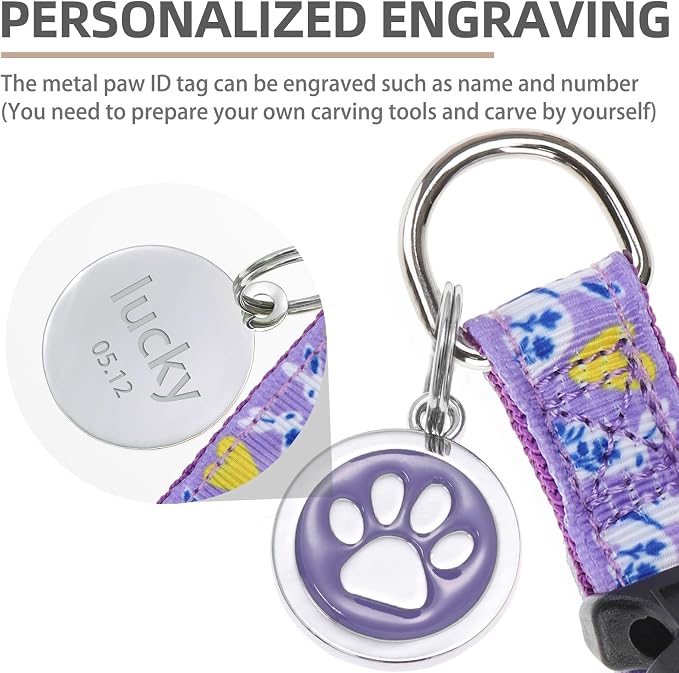 PUPTECK No Pull Easter Dog Harness Soft Adjustable Basic Nylon Step in Puppy Vest Outdoor Walking with ID Tag, Light Purple S