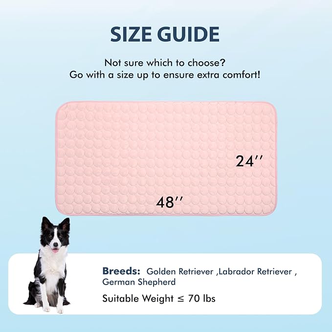 MICROCOSMOS Summer Cooling Mat & Sleeping Pad- Water Absorption Top, Materials Safe, Easy Carry, EZ Clean. Keep Cooling for Pets, Kids and Adults.(Pink, 48" x24")