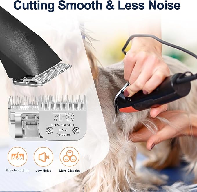 Clipper Blades Pet Grooming Clipper Replacement Blades Detachable Blade Compatible with andis/wahl/Oster Dog Clippers (7FC# 3PACK)