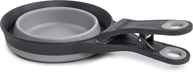 Dexas Pets Collapsible KlipScoop Collapsible Dry Dog Food Scoop and Dog Food Bag Clip, 2 Cup Capacity, Light Gray (PW670432429)