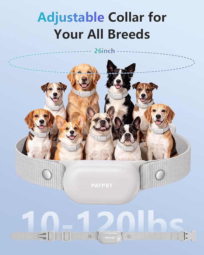 PATPET Shock Collar for Dogs - 4000FT Dog Training Collar with Remote, IPX7 Waterproof 4 Modes(Beep/Vibration/Shock) Dog Shock Collar, Rechargeable E-Collar for Small Medium Large Dogs (Light Grey)