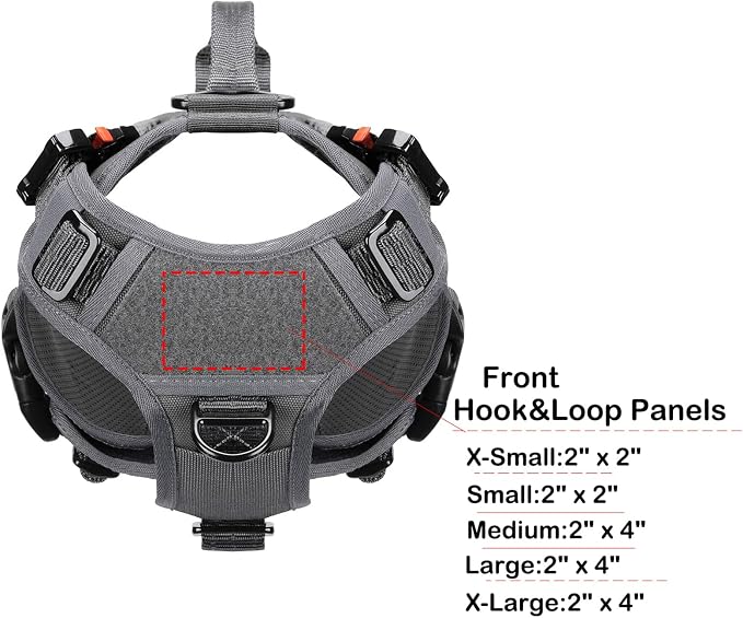 ICEFANG Tactical Dog Operation Harness with 6X Buckle,Dog Molle Vest with Handle,3/4 Body Coverage,Hook and Loop Panel for ID Patch,No Pulling Front Clip (S (22"-27" Girth), Wolf Gray)