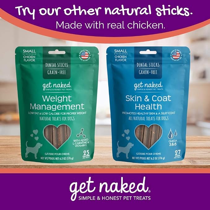 Get Naked Grain Free 1 Pouch 6.2 Oz Super Antioxidant Dental Chew Sticks, Small