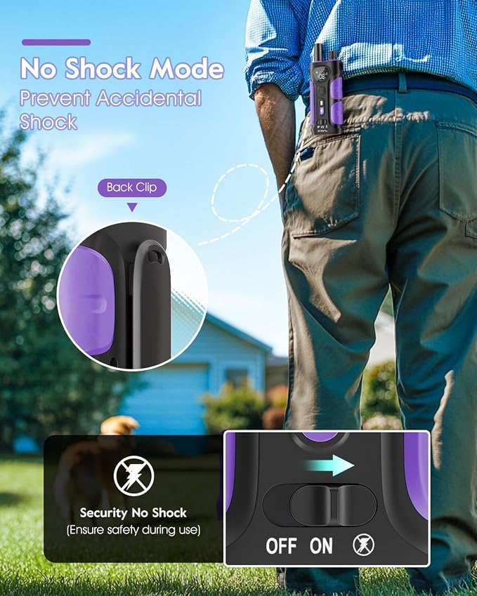 SLOPEHILL Dog Shock Collar - 4200FT Dog Training Collar with Remote,IPX8 Waterproof E-Collar with Beep,Vibration,Shock,Flash Light,No Shock Mode,Shock Collar for Small Medium Large Dog 8-140lbs,Purple
