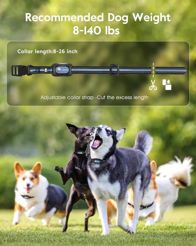 SLOPEHILL Dog Shock Collar - 4200FT Dog Training Collar with Remote,IPX8 Waterproof E-Collar with Beep,Vibration,Shock,Flash Light,No Shock Mode,Shock Collar for Small Medium Large Dog 8-140lbs,Blue