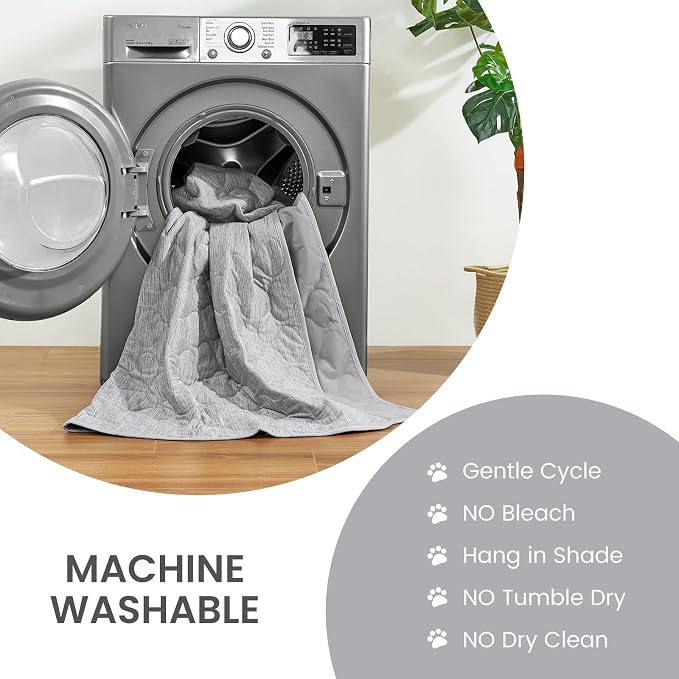 Cozy Bliss Deluxe Leakproof Cooling Blanket for Dogs with Q-Max 0.5, Sofa Topper & Couch Protector for Pet, Soft & Durable Washable Pet Cooling Mat for Hot Weather, Silver Grey, 30"x70"