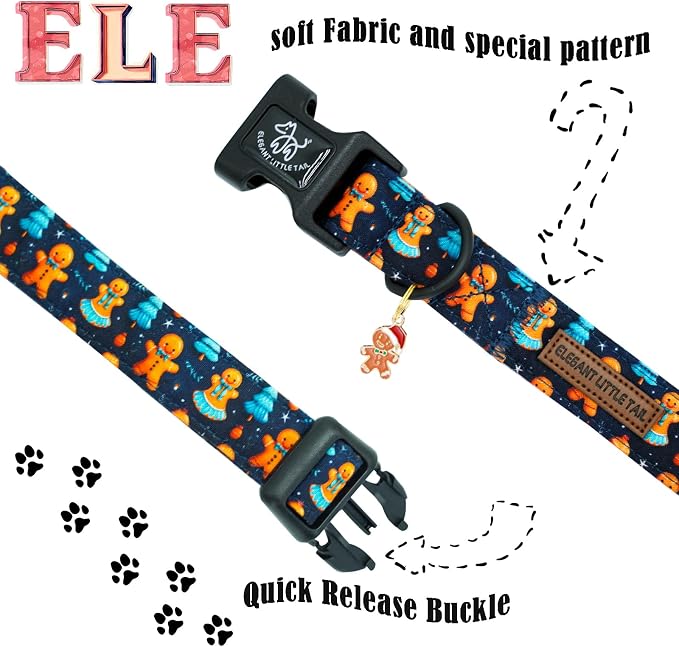 Elegant little tail Christmas Dog Collar - Christmas Tree Red Pet Collar Cotton Soft Plastic Buckle Sturdy Puppy Collars Holiday Female or Male Adjustable Collar for Small Puppy