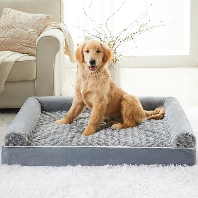 BFPETHOME Orthopedic Washable Dog Beds Large Sized Senior Dog for Comfy Sleeping with Removable Cover, Waterproof Big Soft Pet Couch Bed for Dogs Rerlax