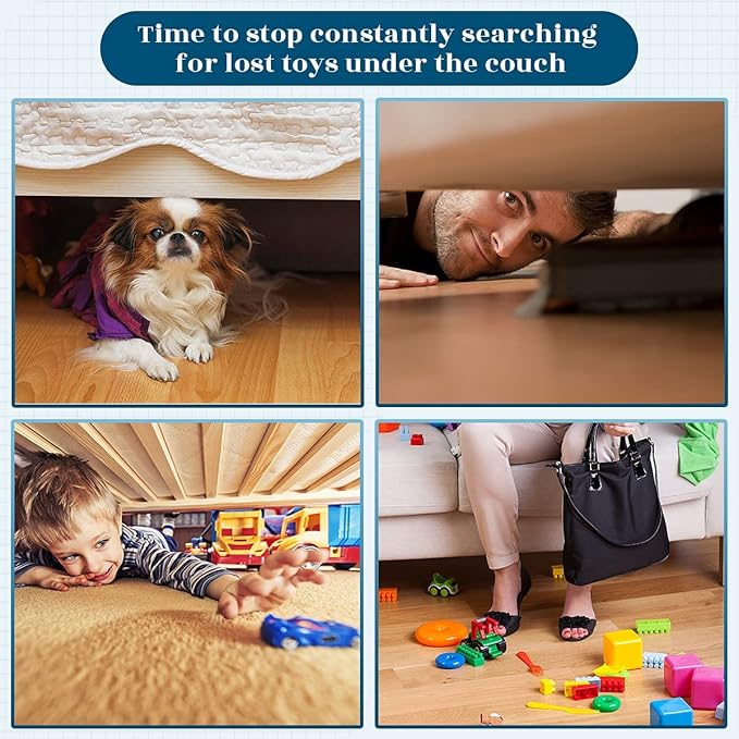 252'' Total Length Under Sofa Blocker – 16 Pack, 4.7'' H x 15.8'' Each, Adjustable Clear Couch Gap Bumper, Strong Adhesive Toy & Pet Barrier to Stop Items from Going Under Bed