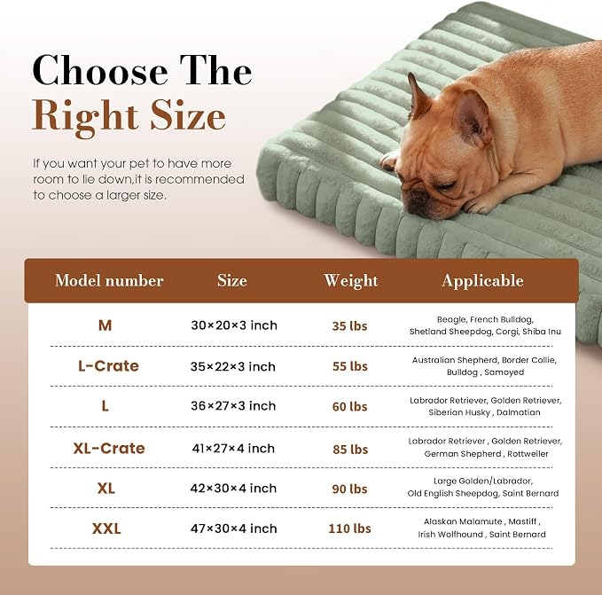 Extra Large Dog Bed for Crate, Orthopedic Dog Bed with Waterproof Lining, Soft Short Plush Surface & Egg Crate Foam, Machine Washable Pet Bed with Removable Cover & Anti Slip Bottom