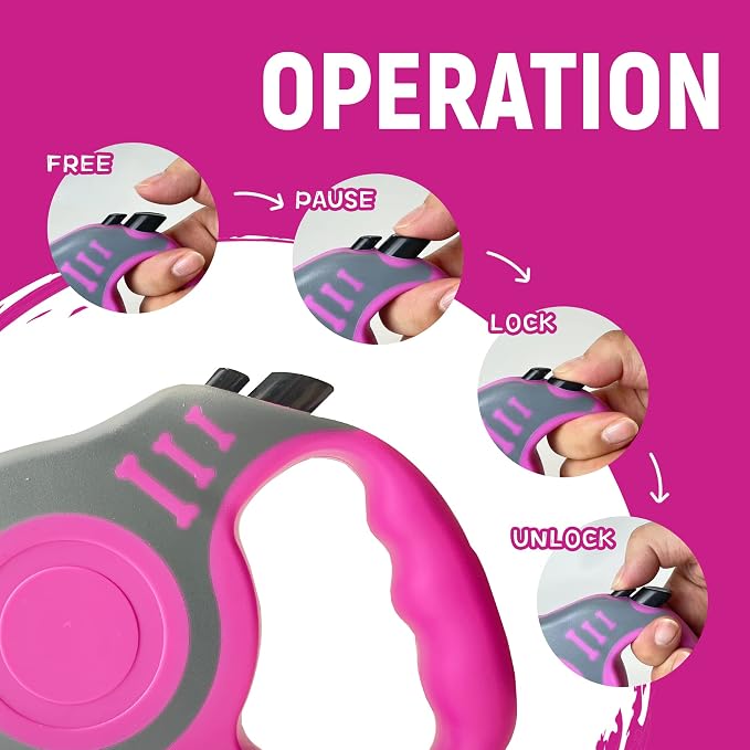 Retractable Dog Leash Automatic Telescopic Tractor Dog Tape, Pet Tape 10/16 FT Durable and Convenient, with Folding Bowl, Dispenser, Rubbish Bags, Suitable for Small and Medium Dogs