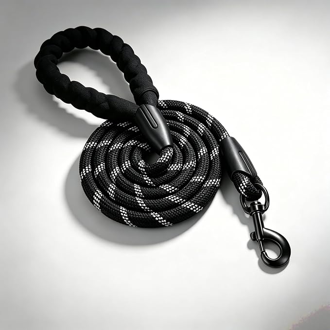 Dog Leash for Medium Large Dogs, Reflective 5FT Heavy Duty Rope Dog Leash with Padded Handle for Night Walking, Tangle-Free Design for Dogs, 1/2 inch Width