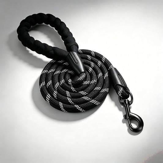 Dog Leash for Medium Large Dogs, Reflective 5FT Heavy Duty Rope Dog Leash with Padded Handle for Night Walking, Tangle-Free Design for Dogs, 1/2 inch Width