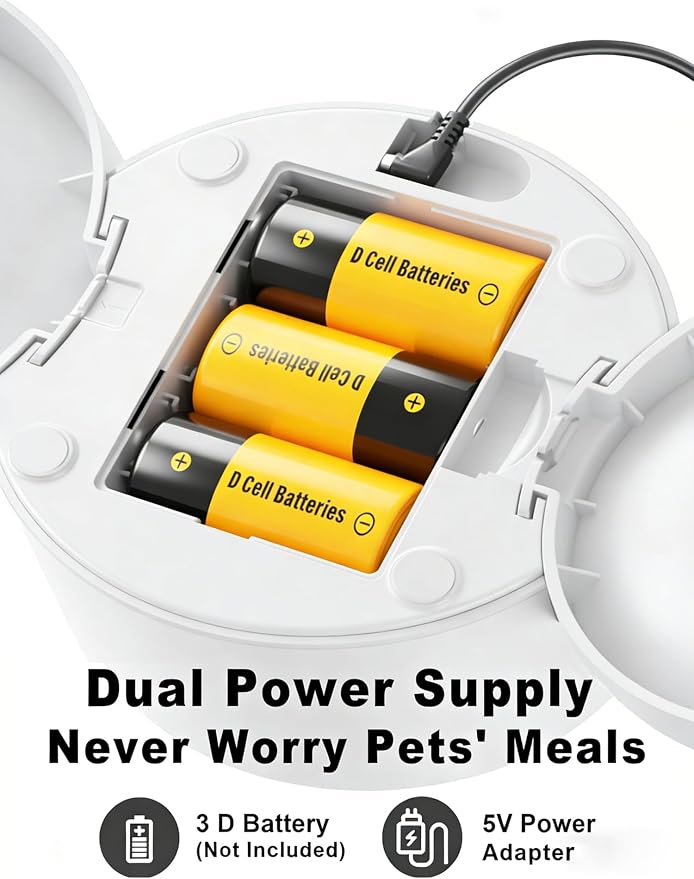 Automatic Cat Feeder, 2.4GHz WiFi Automatic Dog Food Dispenser, Fresh Protection, 4.5L Timer Feeder, Personalized Recording 10 Seconds, Easy to Clean, Stainless Steel Bowl (Double/White)