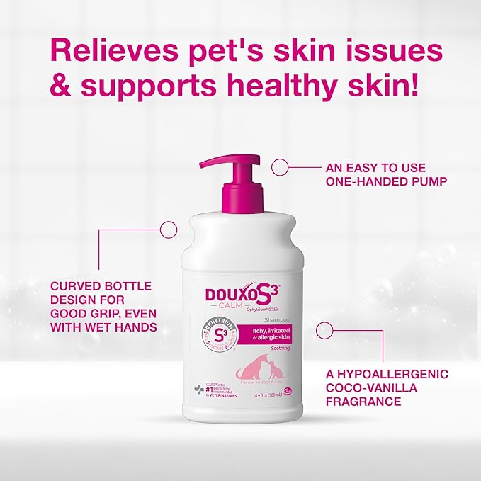 Douxo S3 Calm Dog Shampoo for Itchy Skin Relief, Dog Shampoo for Allergies and Itching, Soothes Itchy, Irritated or Allergic Skin For Dogs and Cats, 16.9 fl oz