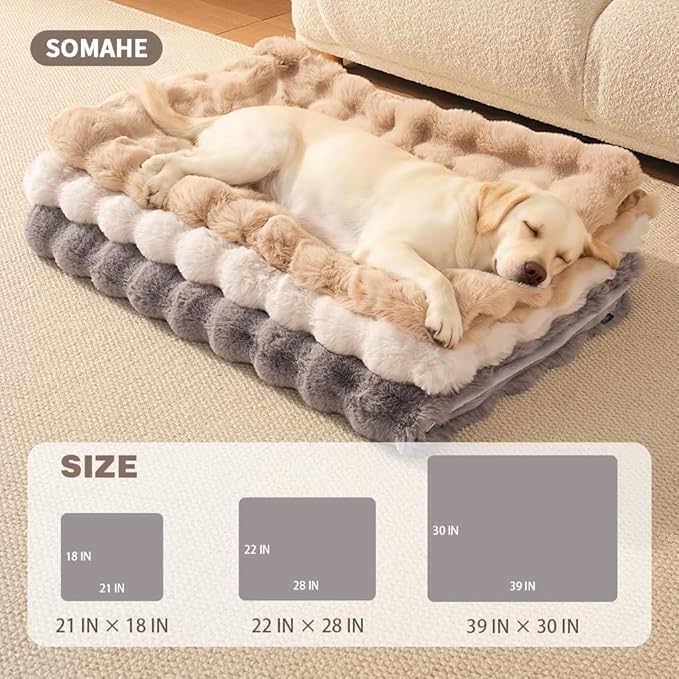 SOMAHE Dog Blanket, Reversible Sherpa & Bubble Fleece Pet Throw, Ultra-Soft Plush for Medium Dogs, Machine Washable, Anti-Static, Warm & Cozy, 39"×31" Inch Gray