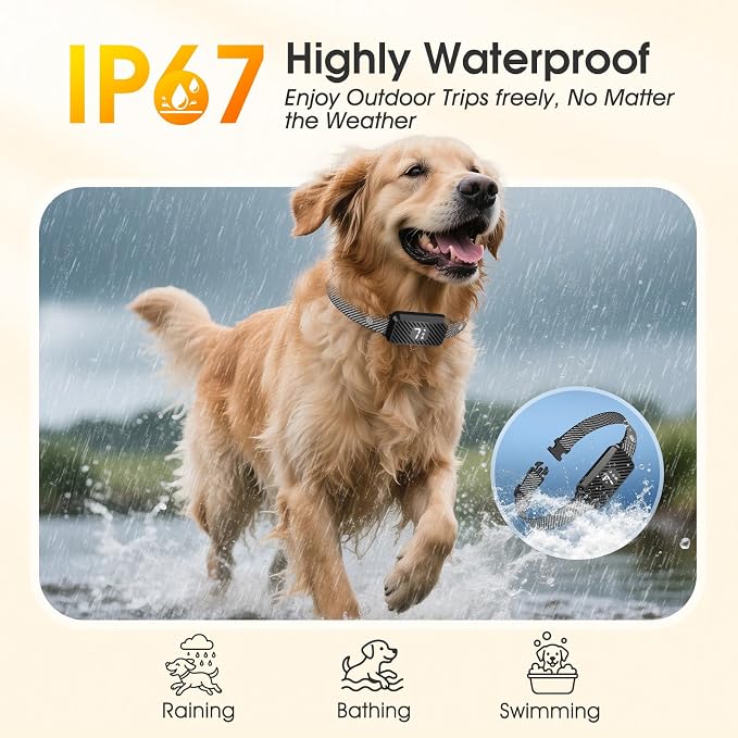 Dog Bark Collar for Large Medium Small Dogs, Effective No-Bark Collar, Smart Barking Collar, Rechargeable Bark Collar with 7 Sensitivity, 3 Modes, Waterproof, Onyx Black