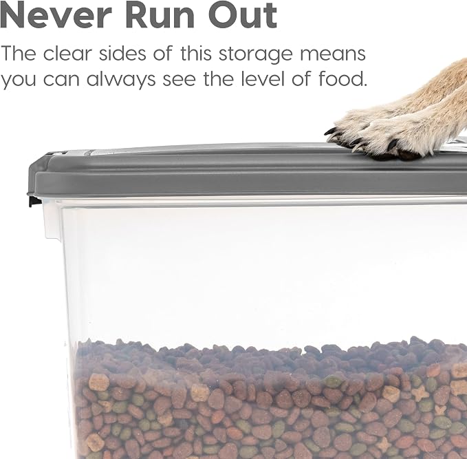 IRIS USA 30 lbs & 11 lbs Combo Airtight Dog Food Storage Container, Stackable Treat Box, 2-Cup Scoop, Wheels, Keep Fresh, Easy Mobility, Dark Gray