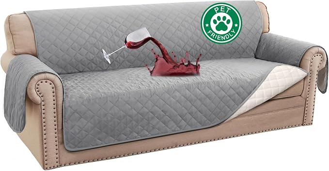 Turquoize 100% Waterproof Sofa Covers Couch Cover Sofa Cover for Dogs Couch Protector Triple Non-Slip Sofa Slipcover for 3 Cushion Couch Furniture Protector for Pets, Kids,Dog (XL Sofa 78", Dove Gray)