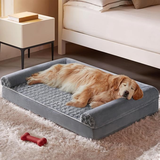 BFPETHOME Orthopedic Washable Dog Beds Large Sized Senior Dog for Comfy Sleeping with Removable Cover, Waterproof Big Soft Pet Couch Bed for Dogs Rerlax