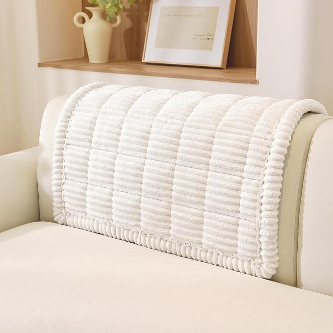 OstepDecor Couch Cover for Dogs, Washable Non Slip Sofa Cover for Pets, Soft Couch Covers for Sofa, Loveseat and Sectional, Furniture Protector Against Pet Hair & Scratches (35.4" x 35.4", White)