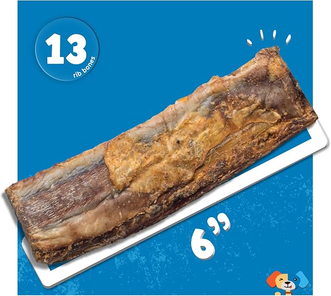 Jack&Pup 6” Rib Bones for Dogs (13 Pack) – Natural Single Ingredient Beef Bones for Dogs, High Protein Long-Lasting Dog Chews, Flavorful Real Beef Bones