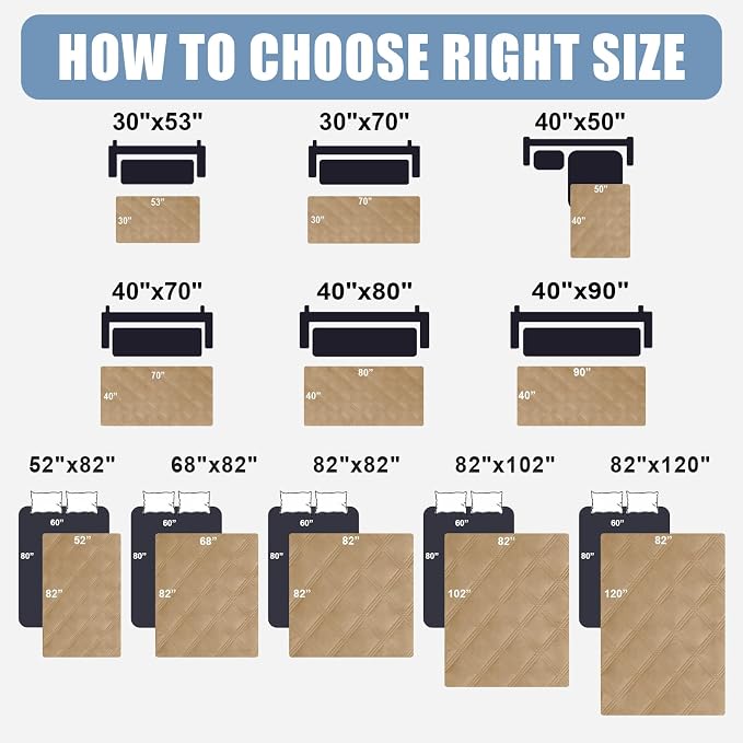 Smiry Waterproof Dog Bed Cover Blanket 52x82, Soft Reversible Pet Blanket, Washable Leakproof Cats Dogs Couch Cover for Sofa, Couch, Furniture, Camel/Camel