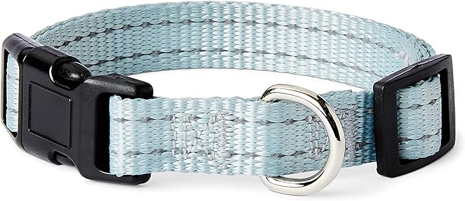 Amazon Basics Reflective Polyester Dog Collar with Quick-Release Buckle, Adjustable, for Medium Dogs, S
