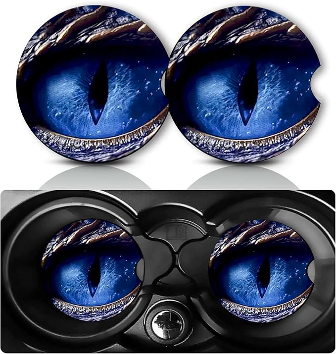 2Pack Beast Eyes Car Cup Holder Coaster,Beast Eye Gifts for Women Men,Vehicle Interior Drink Mat Reusable Neoprene Car Coasters for Cup Holders Decor,Eyes Automotive Interior Accessories