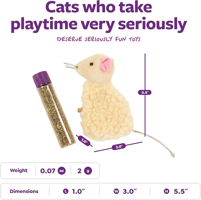 SmartyKat Madcap Mania Refillable Catnip Plush Cat Toy, Includes 2g Tube of Pure & Potent Catnip for Cats & Kittens