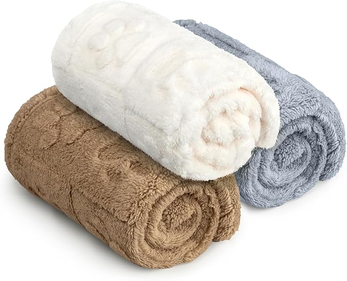 Americanflat 30x40 Jacquard Fleece Throw Blanket - Soft and Breathable Pet Blankets for Couches, Bed, Chair - Fleece Blanket for Home, Bedroom, or Outdoor - Taupe Paw Print Blankets for Dogs or Cats