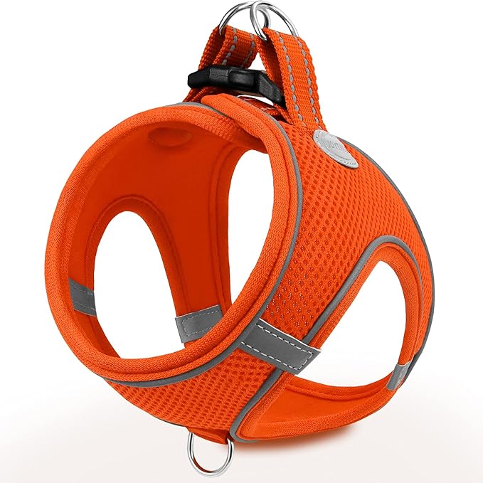 Joytale Small Dog Harness, Breathable Mesh Step-in Vest, Reflective Soft Padded Harnesses for Small and Medium Dogs, Orange, M