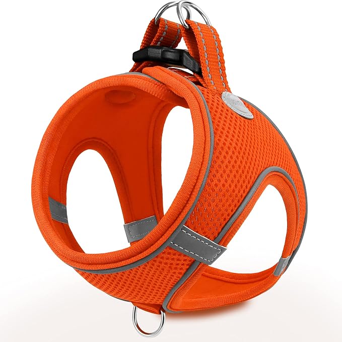 Joytale Small Dog Harness, Breathable Mesh Step-in Vest, Reflective Soft Padded Harnesses for Medium Dogs, Orange, XL