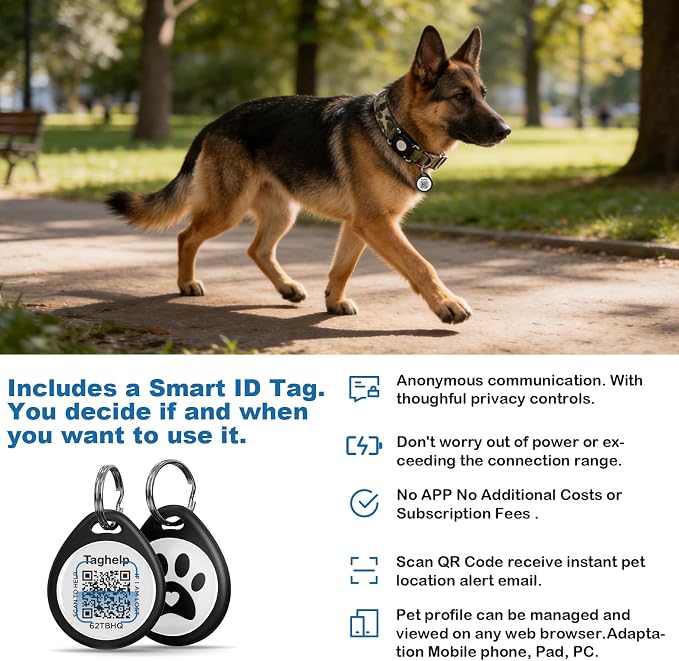 Tactical Dog Collar with AirTag Holder | Heavy Duty & Adjustable GPS Tracking Compatible with Apple AirTag | 100% Waterproof Case & Control Handle for Large Dogs (Camo, XL)