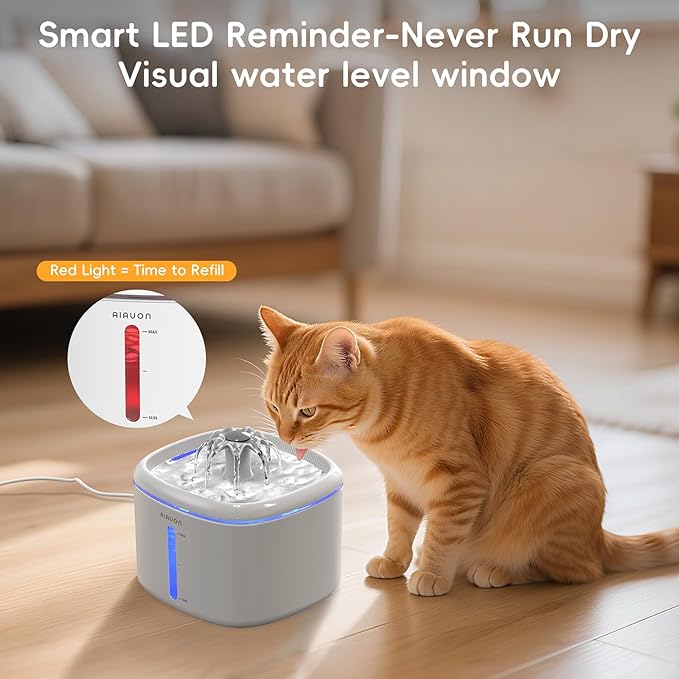 Cat Water Fountain,84oz/2.5L Cat Fountain – Ultra Quiet Upgraded Automatic Pet Water Dispenser with 3 Replaceable Filters, Indoor Cat & Dog Drinking Bowl (Cat Fountain+3 Filters)