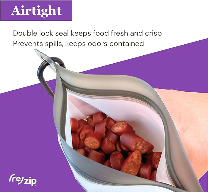 (re) zip Pet On-The-Go Bags 2-pack | Lightweight, Compact, Carabiner Clip | Airtight Closure | Water-Resistant | Food-Safe PEVA | Holds Treats, Poop Bags | Travel-Friendly