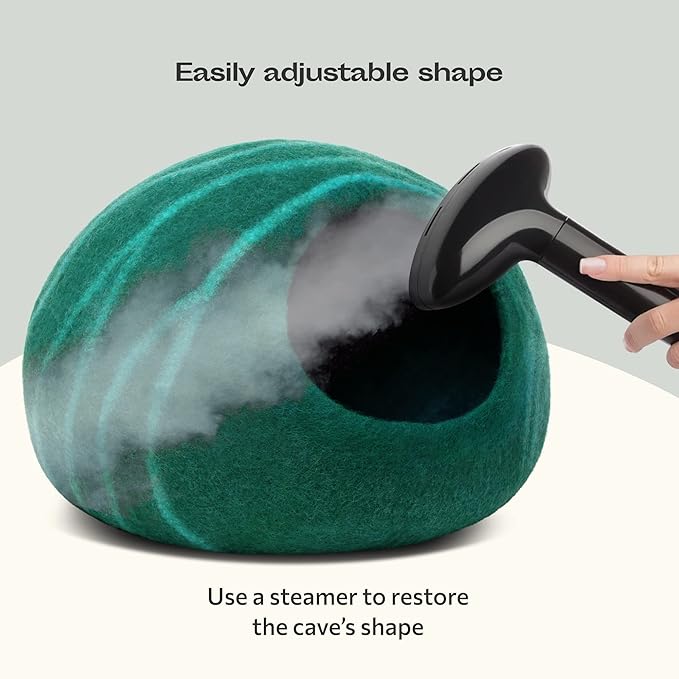 MEOWFIA Cat Cave – Premium Felt Cat Enclosure for Indoor Cats, Handmade Merino Wool (Emerald, Large)
